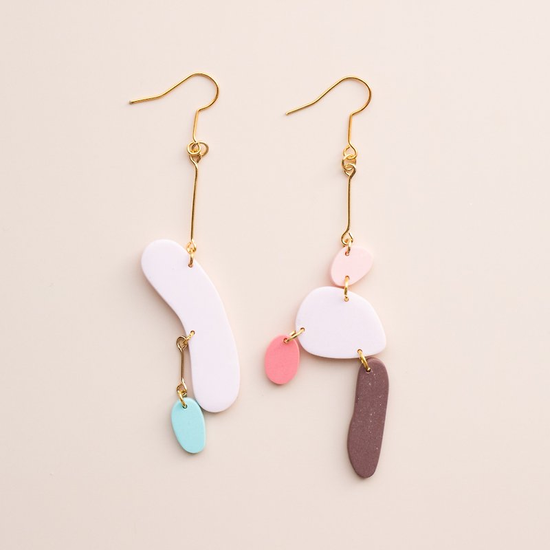 enogu -macaron- type-e (Pierce/ Clip-On) - Earrings & Clip-ons - Plastic Pink