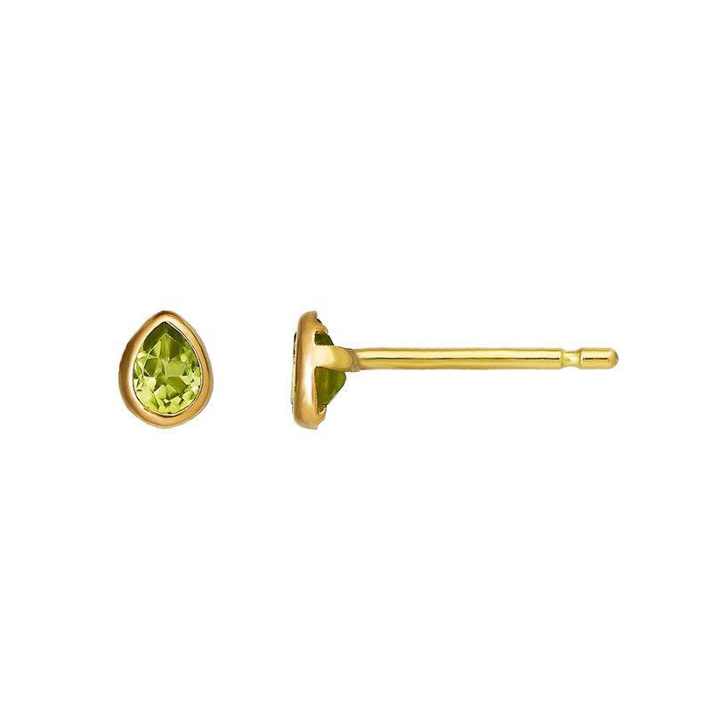 【Second Earrings】 18K 黃金橄欖石露珠耳環 - 耳環/耳夾/耳骨夾 - 貴金屬 