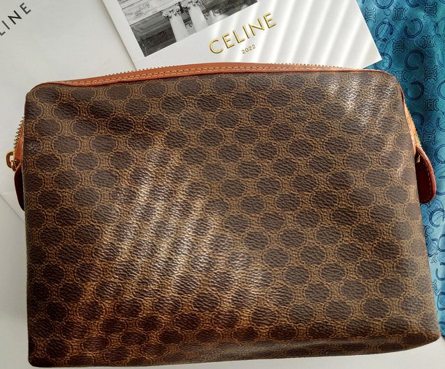 中古バッグ CELINEブラウンフラワー コスメティックバッグ
