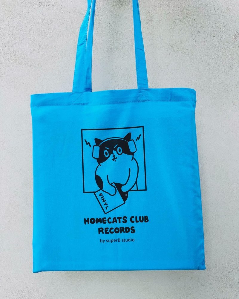 Homecats Club Records Totebag - Handbags & Totes - Cotton & Hemp Blue