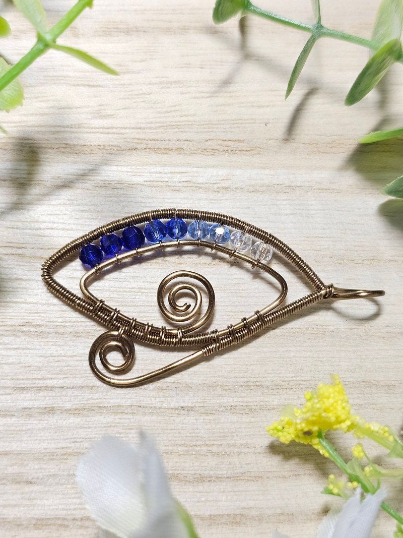 [Handmade by Ye Lushu] Eye of Horus/Metal Thread Weaving/Festival/Gift/Accessories/Necklace - สร้อยคอ - ทองแดงทองเหลือง สีน้ำเงิน