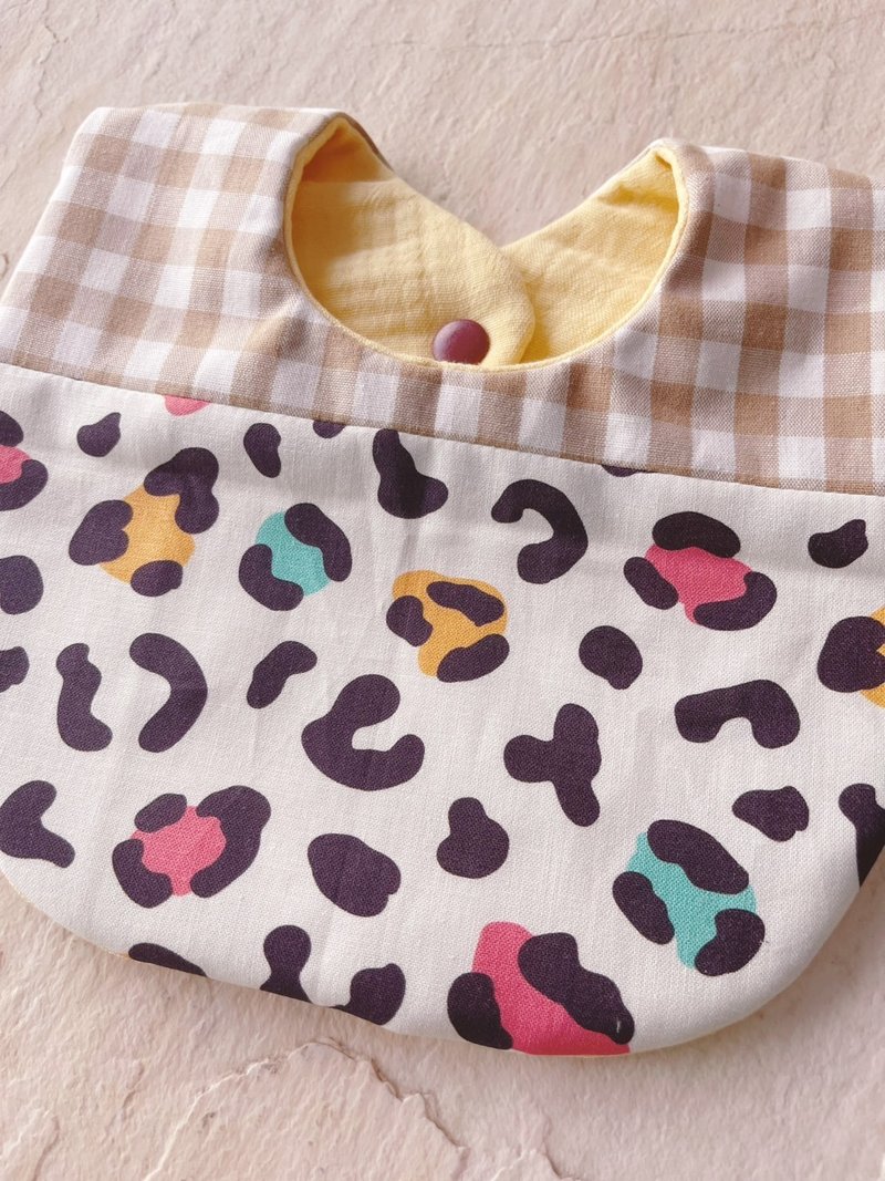 彩色豹紋。純棉六層紗水滴圍兜/可雙面用 - 圍兜/口水巾 - 棉．麻 多色