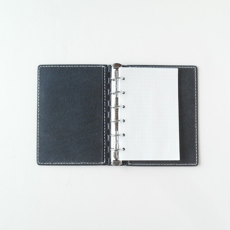 Pocket (ミニ６穴) Organisers レザー蝶番のシステム手帳 Black - 筆記本/手帳 - 真皮 黑色