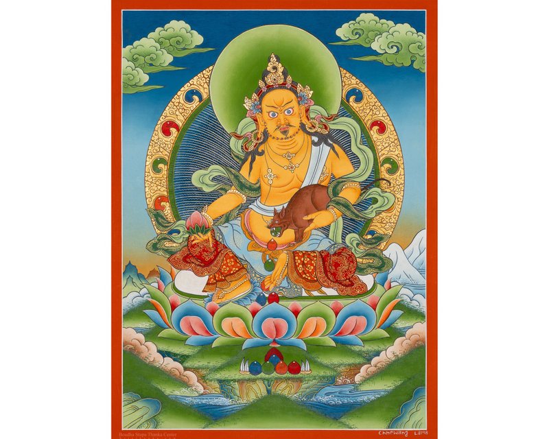 Tibetan Zambala Thangka - Wealth And Prosperity - Wall Décor - Other Materials Multicolor