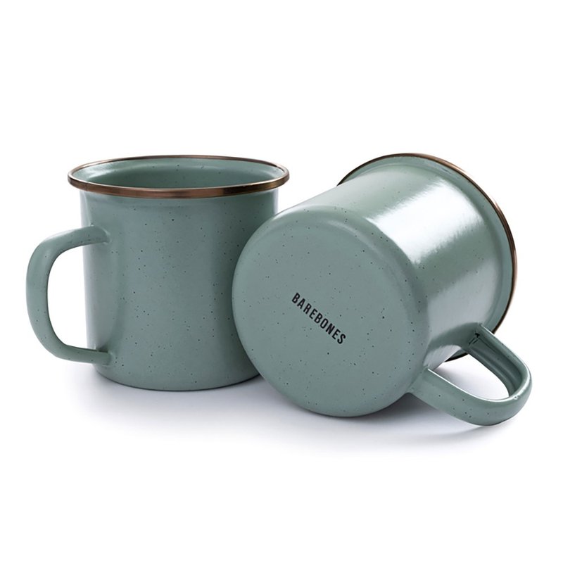 【Two in one set】Barebones CKW-428 Enamel Cup Set/ Mint Green(14oz) - ชุดเดินป่า - โลหะ สีเขียว