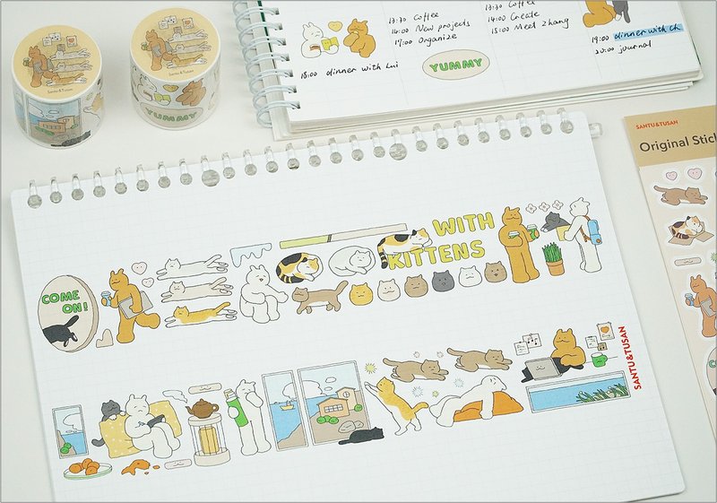 Sangtutusan [with cats] Japanese paper PET paper tape - มาสกิ้งเทป - กระดาษ หลากหลายสี