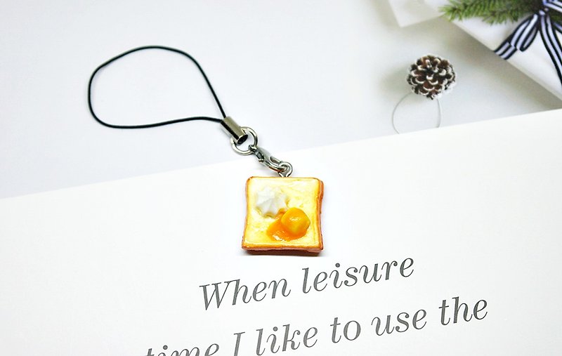 =>Clay Series-Cream Cheese Toast- #Can be changed to earphone plug-Limited*1- - Charms - Clay Orange