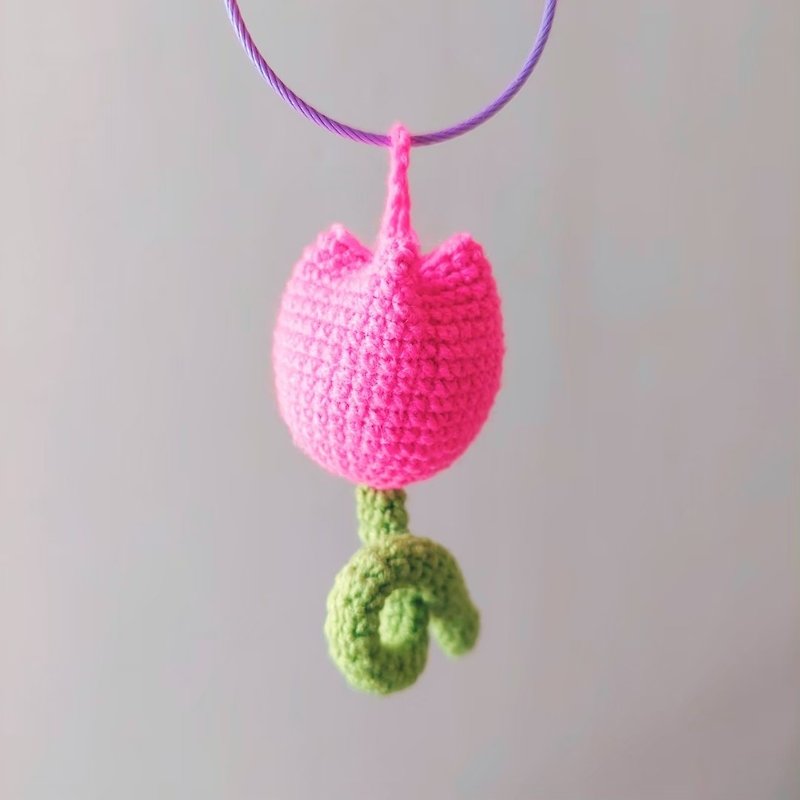 tulip. Hand hook charm. Crochet. key ring - Keychains - Cotton & Hemp Multicolor
