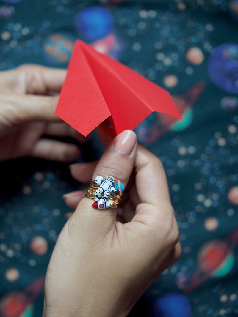 Space Walker Stacking Rings, Happy Story, Dreamy Jewelry, Silver Rings - 戒指 - 純銀 金色