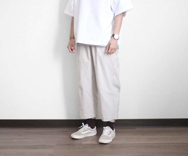 Forkludret pint Kurv Off-White Thick Drawstring Cropped Pants-One Size - Shop h-zoo - Unisex  Pants - Pinkoi