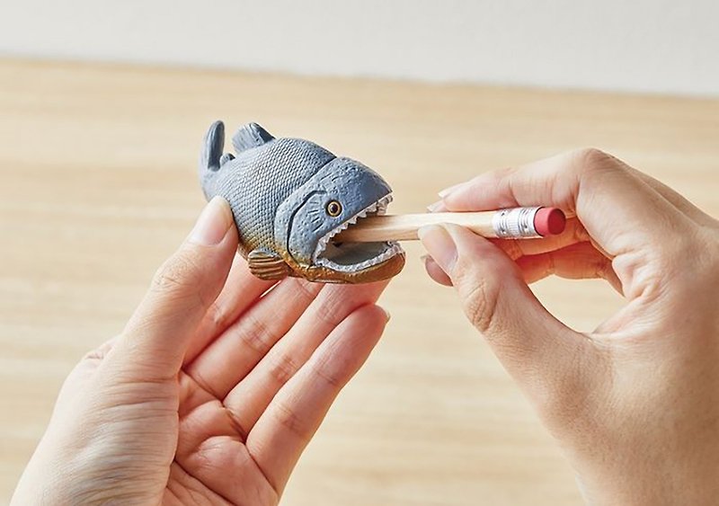日本Magnets療癒系列 食人魚造型削筆器/削鉛筆機 - 其他 - 樹脂 灰色