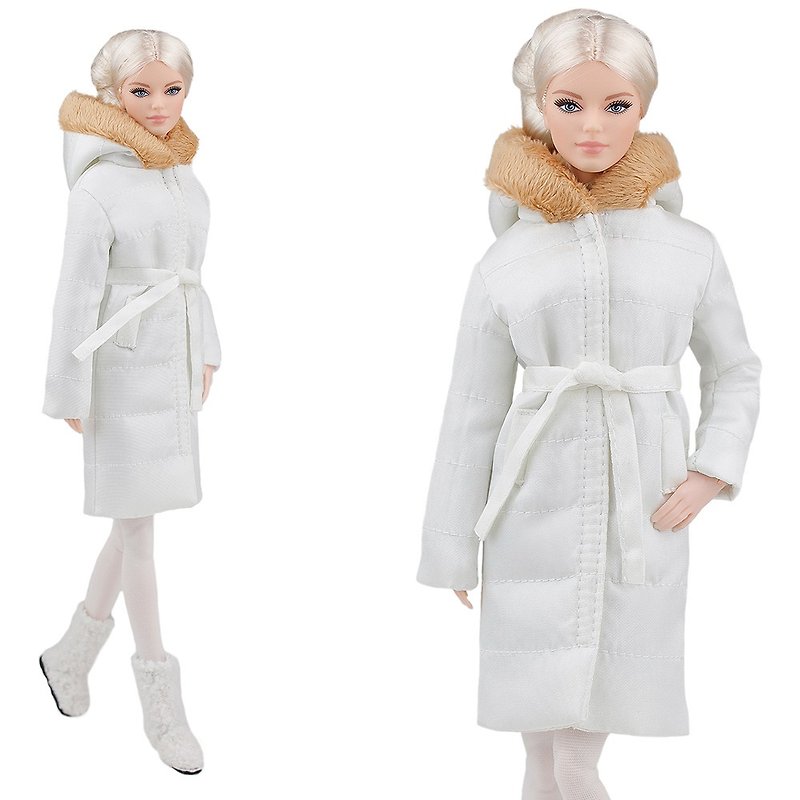 ELENPRIV quilted coat fashion outfit Barbie doll 30cm 11 1/2 in Poppy Parker MTM - ของเล่นเด็ก - เส้นใยสังเคราะห์ ขาว