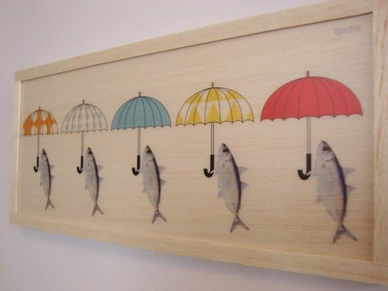 Fish and umbrella - 壁貼/牆壁裝飾 - 木頭 