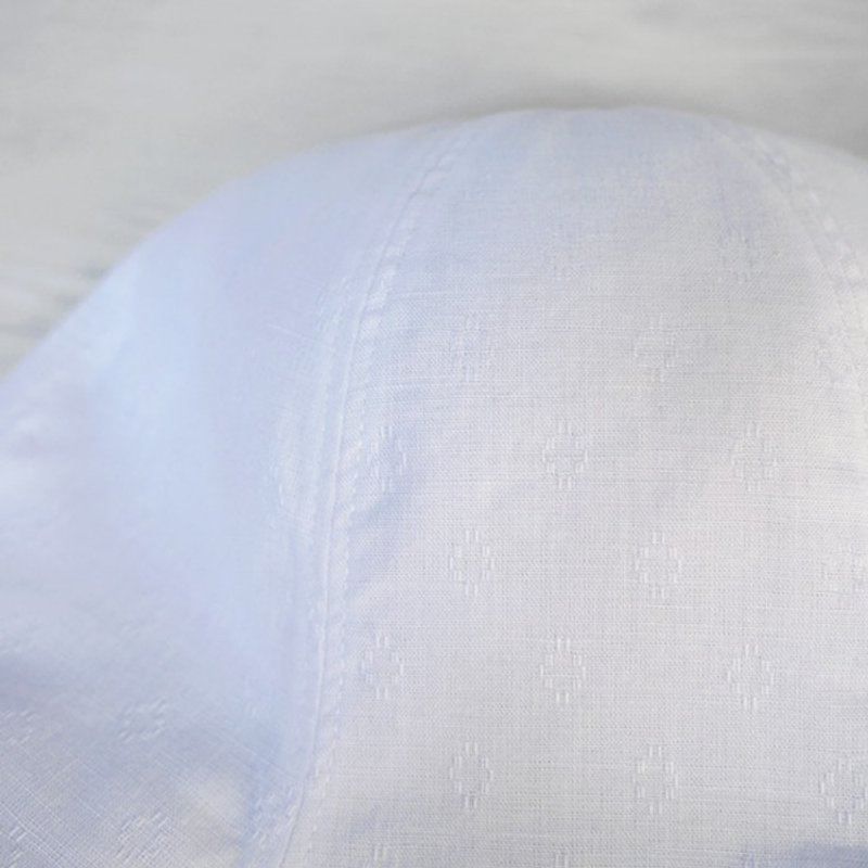 Denim blue lace pearl elegant six-sided hat - หมวก - ผ้าฝ้าย/ผ้าลินิน ขาว