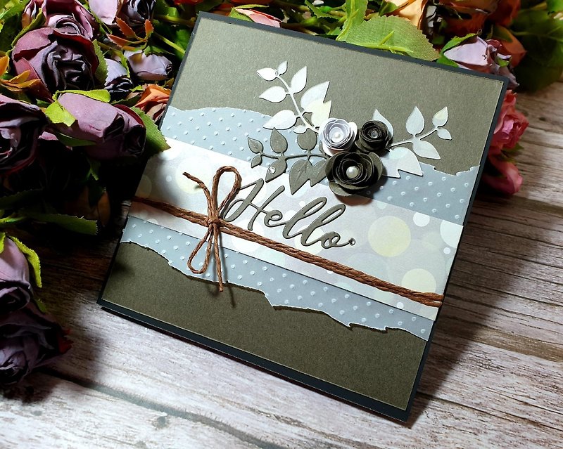 Original Art Handmade Card-Rose Story-Valentine's Day-Transparent Boxed Universal Card-For Your Beloved - Cards & Postcards - Paper Black