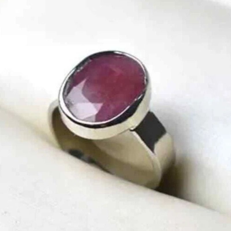 Natural Ruby Ring With 925 Sterling Silver, Men & Women Ruby Stone , Yaqoot ring - 戒指 - 寶石 紫色