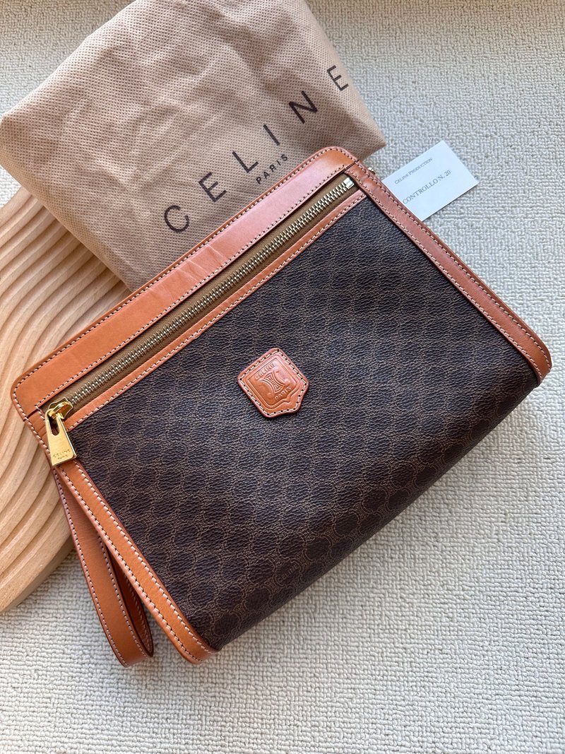 Second-hand bag Vintage Celine Arc de Triomphe emblem clutch bag crossbody bag - กระเป๋าแมสเซนเจอร์ - วัสดุกันนำ้ 