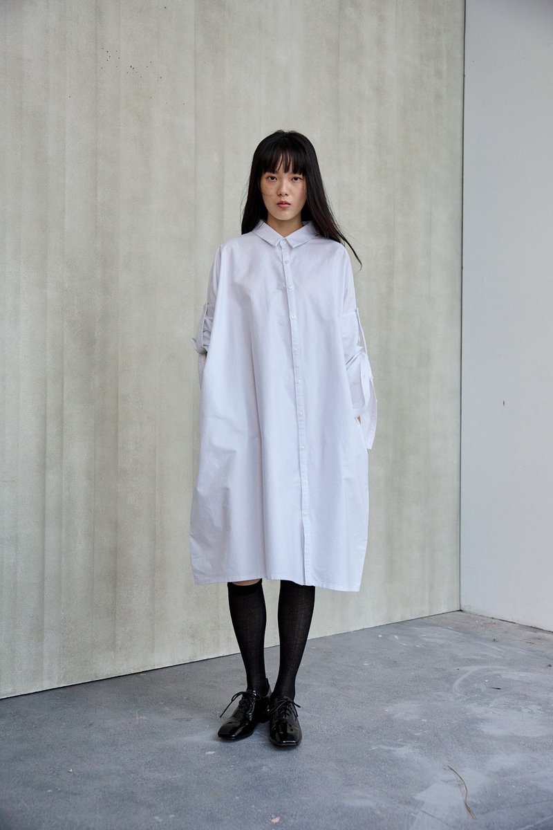 slant placket shirt dress - One Piece Dresses - Cotton & Hemp 