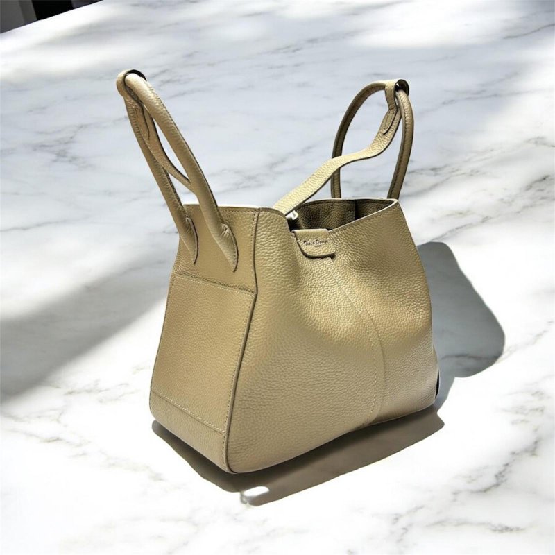 Tosca | Ohashi Bag- 斜孭包 手袋 手提袋 側背包 手拿包 真皮-杏 - 手袋/手提包 - 真皮 