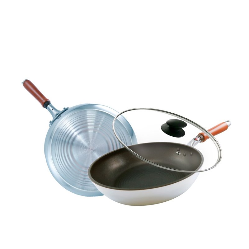 【Hokua, Hokuriku】Japan-made SenLen Chain Washing Series Non-stick Pan (with Lid) - 20~32cm - Cookware - Aluminum Alloy Silver