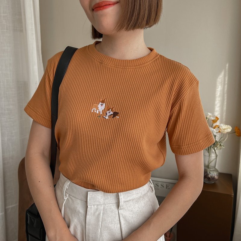 Mini Tee : Corgi - Women's T-Shirts - Other Materials Orange