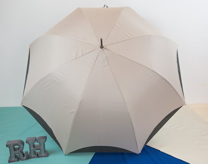 Rainbow House 雙層配色雨傘-卡其與灰 (不寄送國外) - 雨傘/雨衣 - 防水材質 卡其色