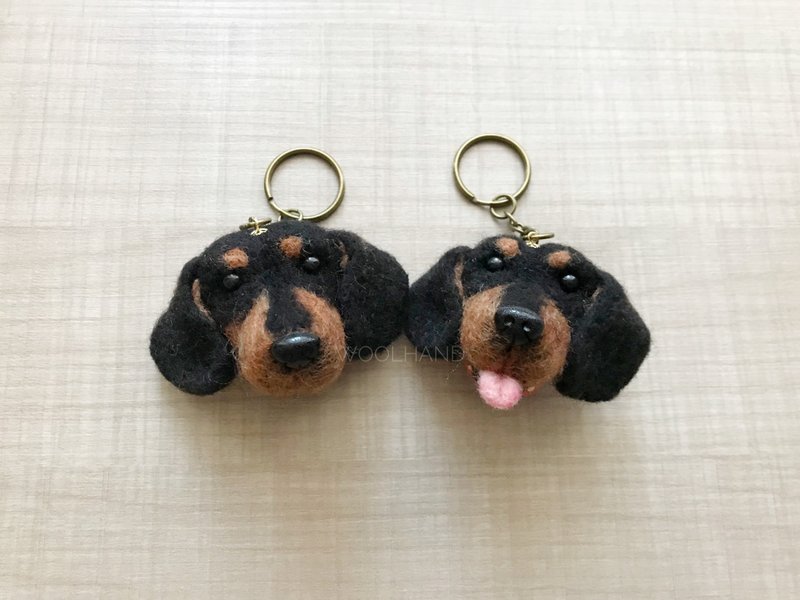 Wool felt pet head key ring dachshund - Keychains - Wool 