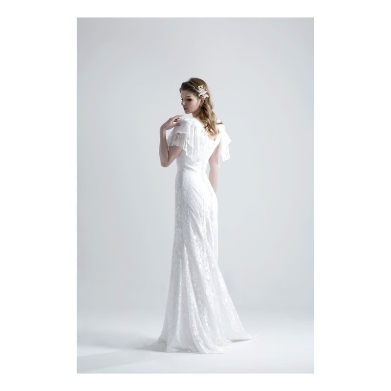 SAMPLE SALE ROSEMARY 短袖蕾絲輕婚紗 - 禮服/小禮服 - 聚酯纖維 
