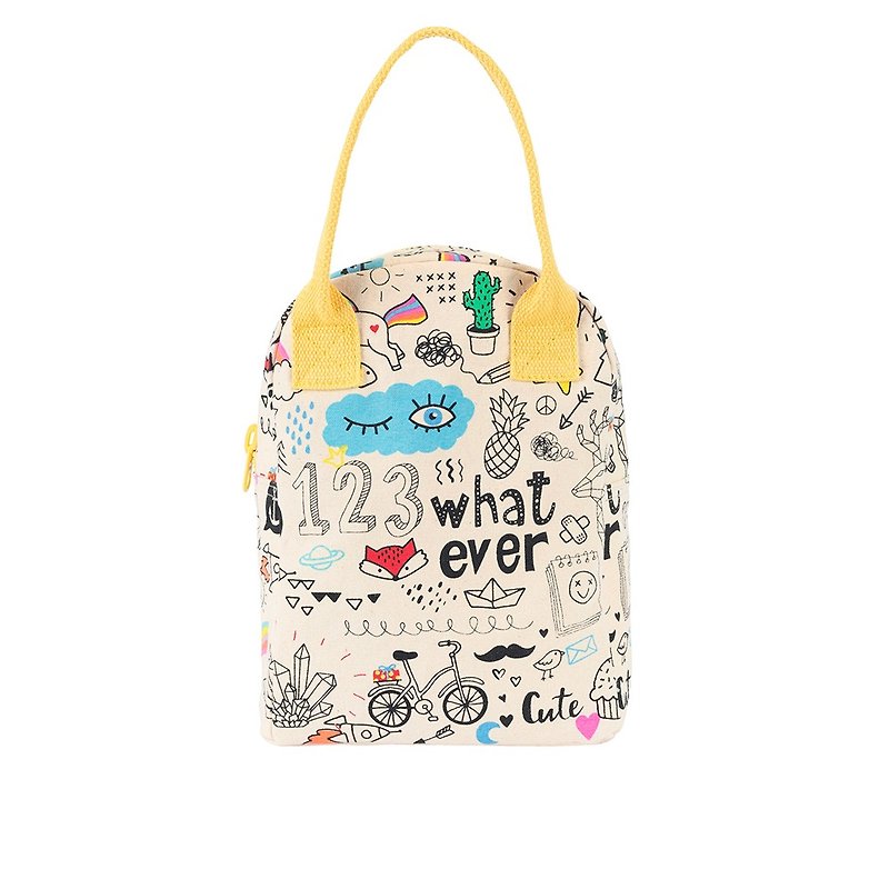 [Canada Fluf Organic Cotton] Zipper Handbag--(Whatever) - Handbags & Totes - Cotton & Hemp Multicolor