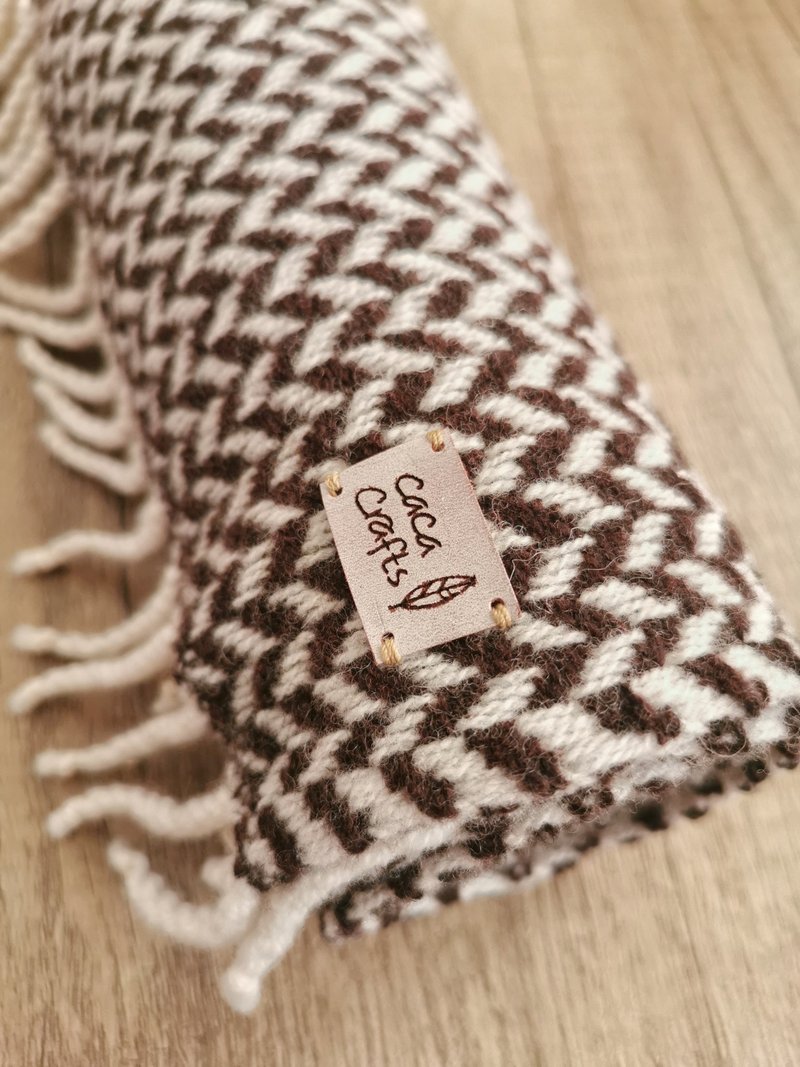 Handwoven by Carina | Handwoven yak wool scarf - Knit Scarves & Wraps - Wool Brown