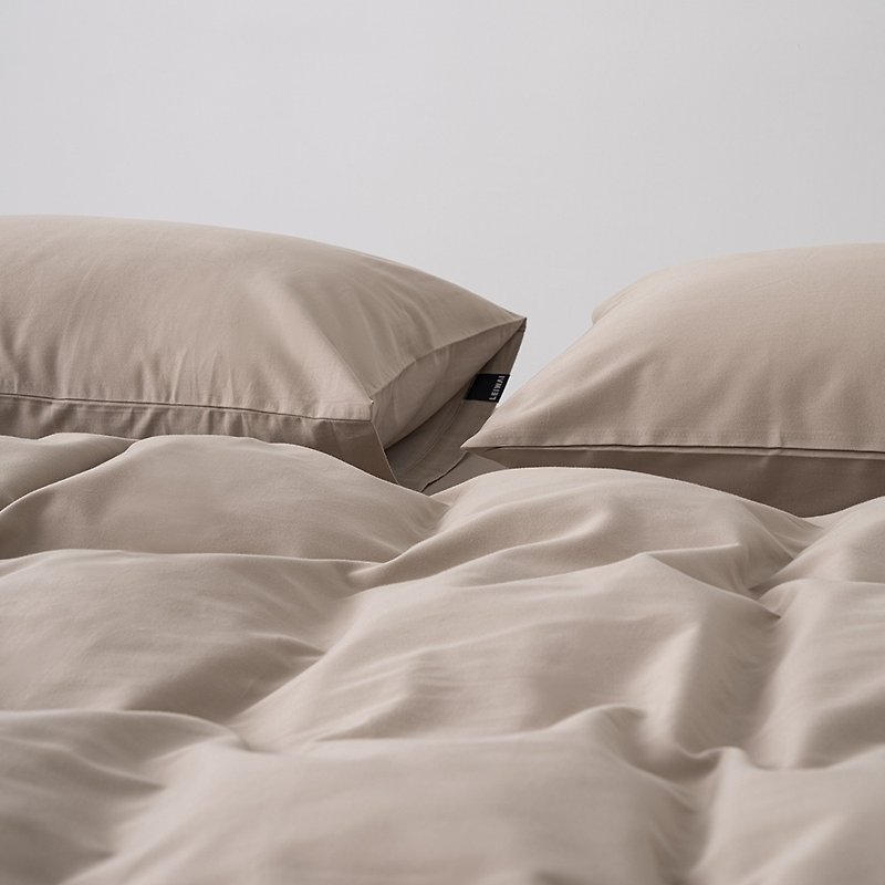 Khaki 60-count soft skin-friendly pure cotton bed sheet pillowcase quilt cover double bed four-piece set - Bedding - Cotton & Hemp Khaki