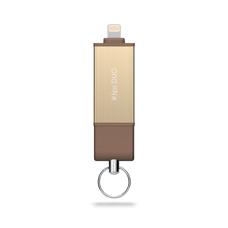 [福祉製品 - ハードカバー版] iKlips DUO 64GB Apple iOS双方向フラッシュドライブゴールド - スマホケース - 金属 ゴールド