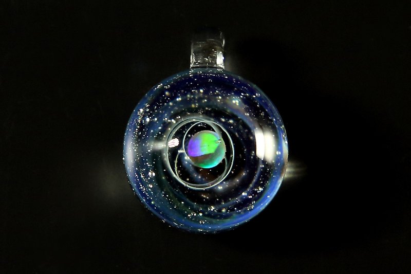 「小宇宙」宇宙ガラス球1番 - チョーカー - ガラス ブルー