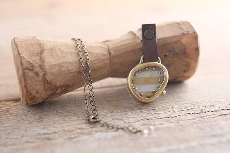 【Build-to-order production】 Clock wield from neck w-shima white YN003 - Women's Watches - Other Metals Gold
