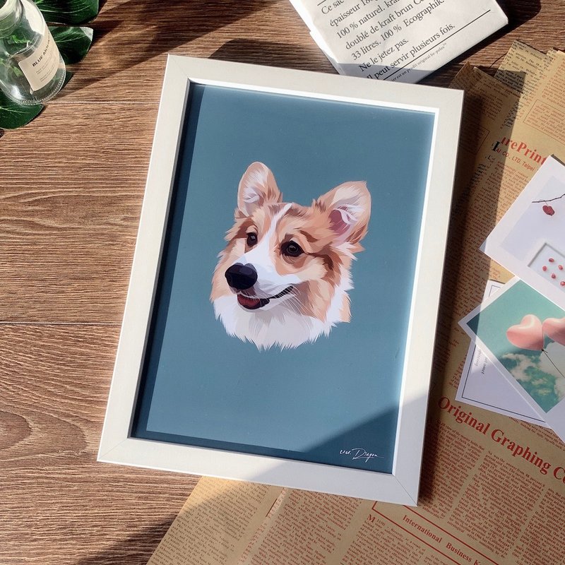 [Customized hand-painted pets] Modern photo frame painting - Custom Pillows & Accessories - Other Materials White