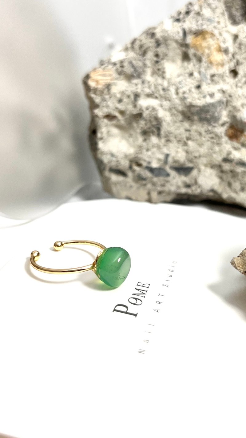 Handmade jewelry | Green | Raw ore colored agate\ Japanese rings - แหวนทั่วไป - วัสดุอื่นๆ สีเขียว