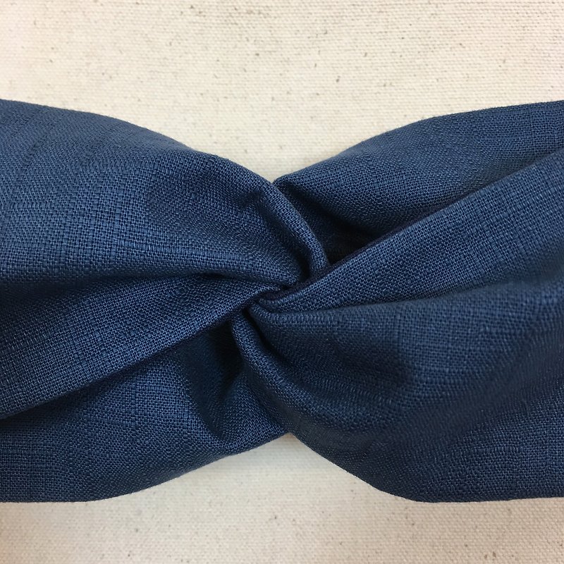 Mr.Tie exclusive design hand-stitched rose hairband Rose Hairband 010 - Hair Accessories - Cotton & Hemp Blue