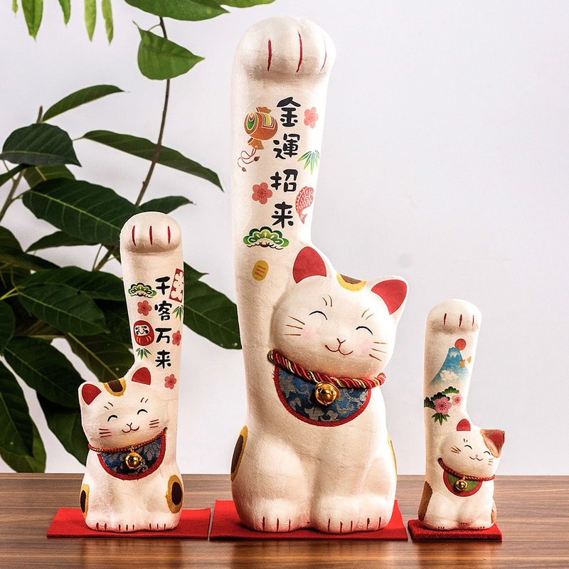 Japan imported dragon and tiger for big long hand beckoning cat and paper decoration opening creative birthday gift office decoration - ของวางตกแต่ง - กระดาษ 