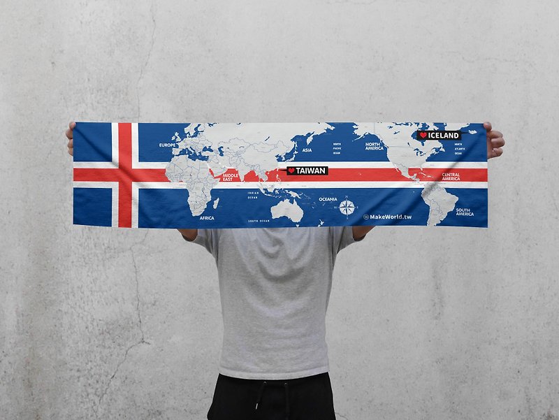 Make World地圖製造運動毛巾 (冰島) - 毛巾浴巾 - 聚酯纖維 