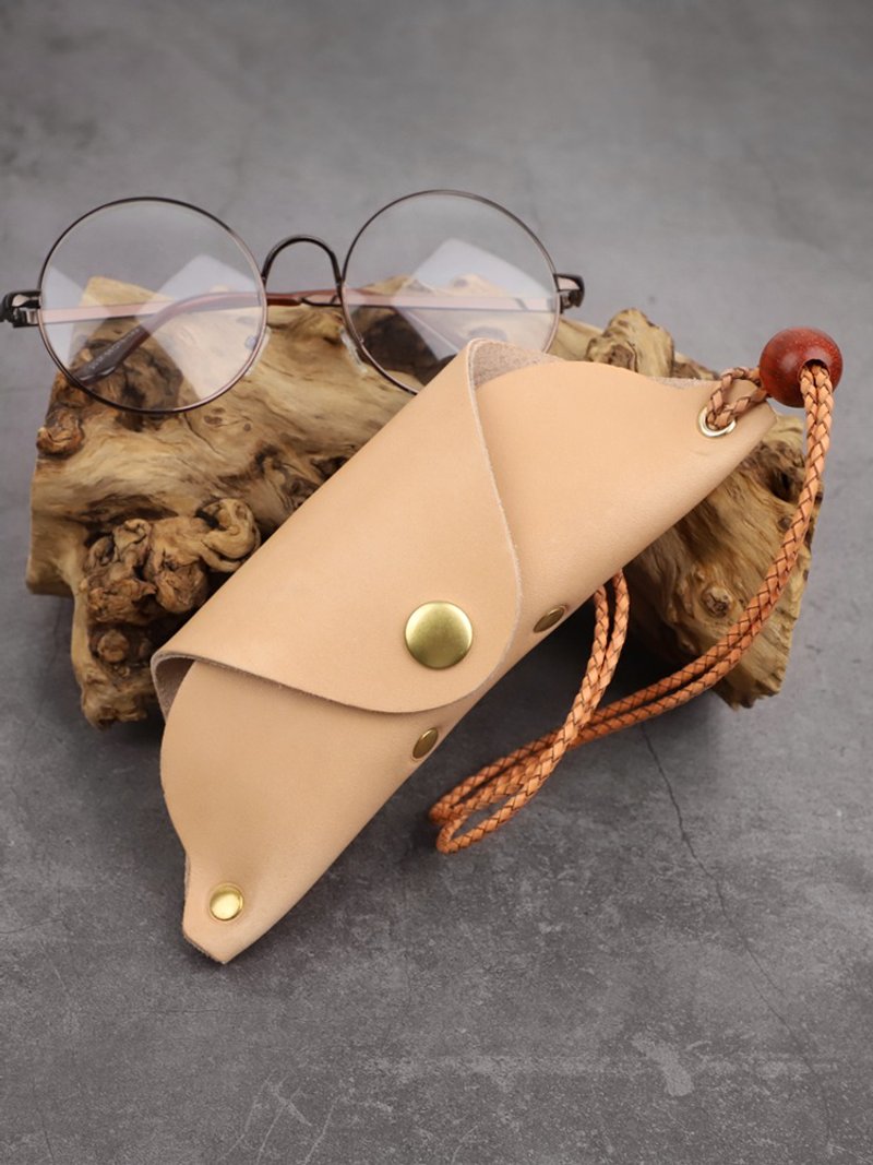 Genuine Leather Sunglasses Bag Handmade Eyeglasses Holder Pocket Glasses Case - Eyeglass Cases & Cleaning Cloths - Genuine Leather Khaki