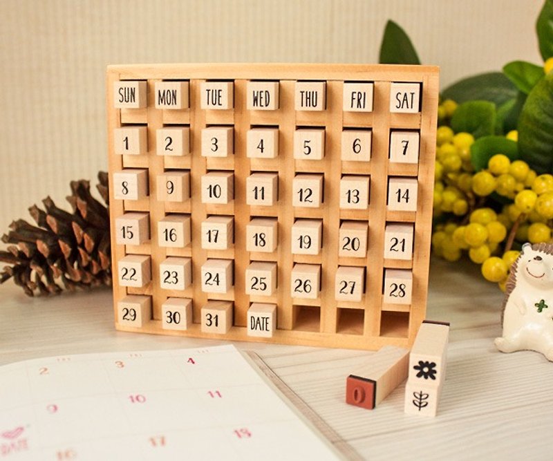 Let us Enjoy Today Perpetual Calendar-European Style Font - Stamps & Stamp Pads - Wood 