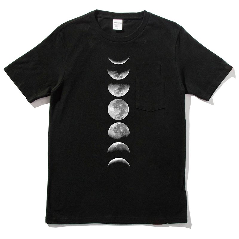 月相 短袖T恤 黑色 Moon Phases月光 月亮 銀河系 星星 地球 天文 攝影 極光 天文 太陽 行星 - 男 T 恤 - 棉．麻 黑色