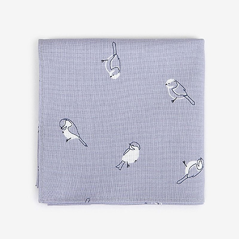 Nordic wind cotton handkerchief - 45 quiet bird, E2D03084 - ผ้าเช็ดหน้า - ผ้าฝ้าย/ผ้าลินิน สีม่วง