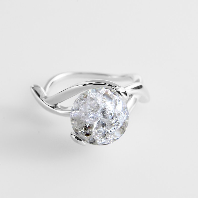 白水晶純銀戒指 個性925銀飾品 透明水晶質感銀器 透明石英銀戒 - 戒指 - 水晶 透明
