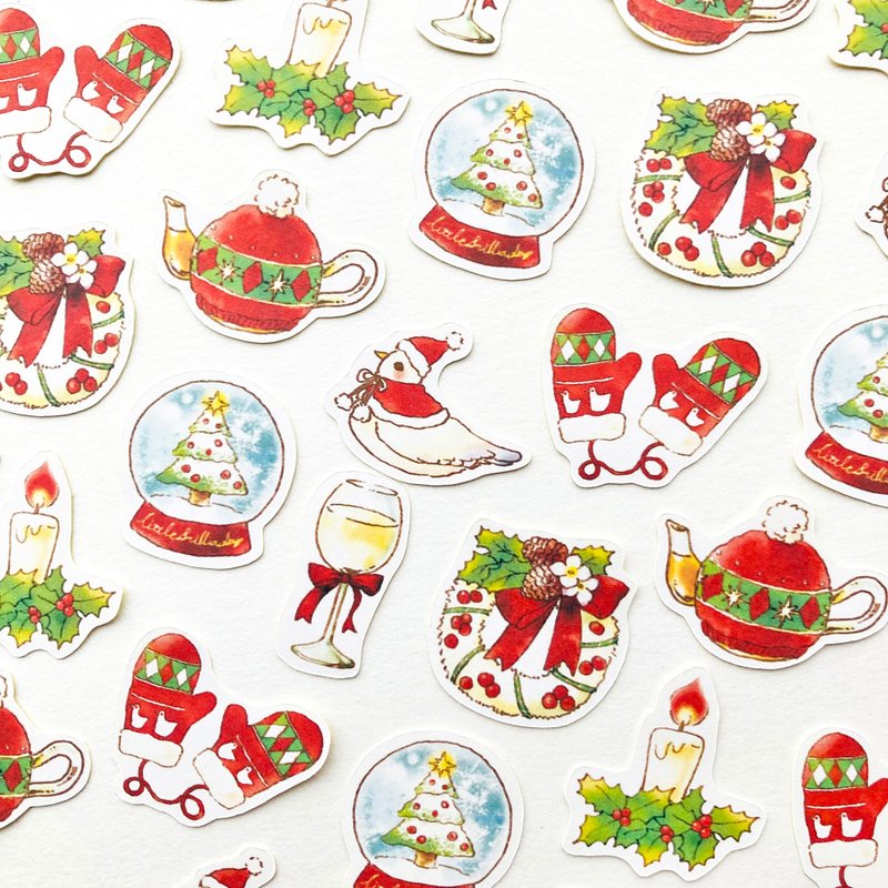 MerryChristmasフレークシール01【２８枚入り】 - 貼紙 - 紙 紅色