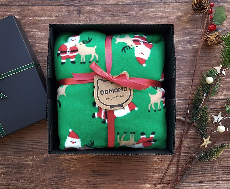 【聖誕節】DOMOMO聖誕老公公 寶寶空調毯 攜帶毯 寵物毯 - 彌月禮盒 - 聚酯纖維 綠色