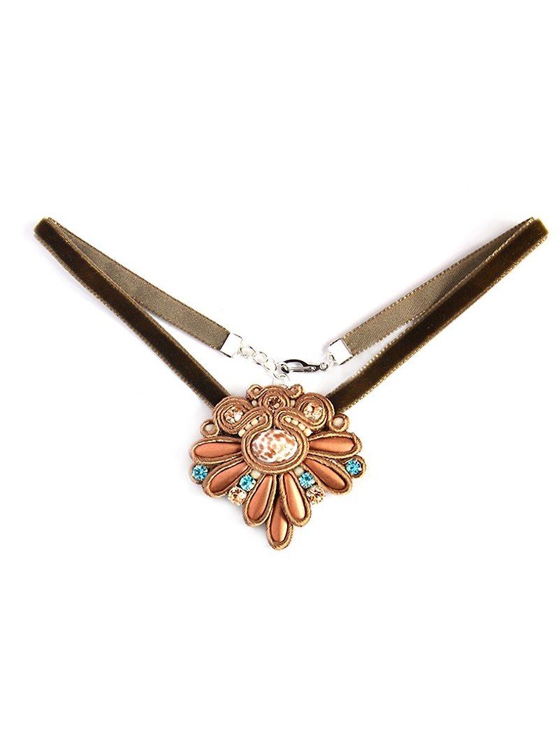 Necklace Choker necklace with pendant in copper color - 項鍊 - 其他材質 咖啡色