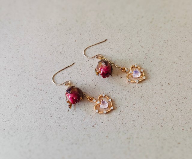 Burgundy clip on on sale earrings