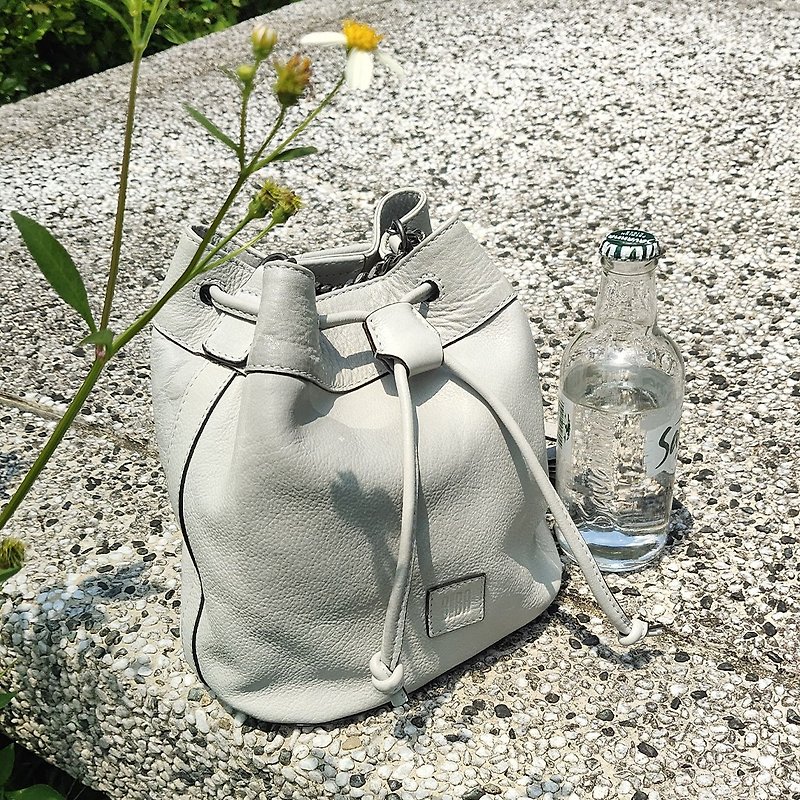 [Spain BIBA] Tacoma Tac1l Love Bucket Bag-Silver Gray Blue - Drawstring Bags - Genuine Leather Gray