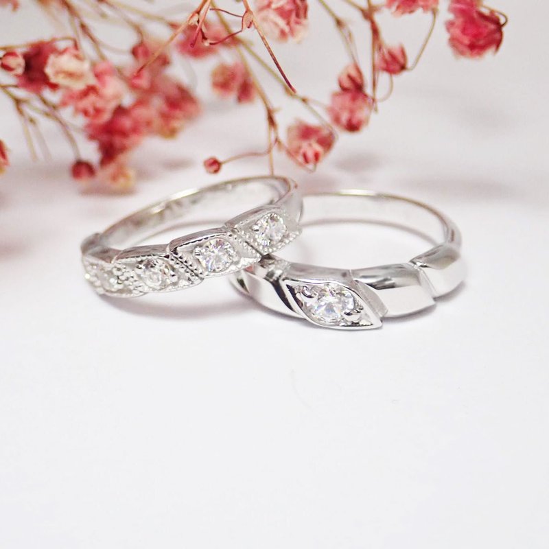 【比法一生】純銀情侶對戒—花語 純銀925手作飾品 - 對戒 - 銀 銀色